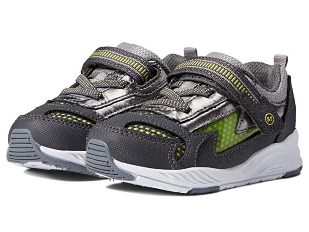Stride Rite Unisex-Child Lighted Cosmic Sneaker,Grey/Neon 9 Toddler
